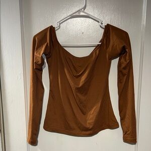 Elegant Brown Long Sleeve Women's Top
